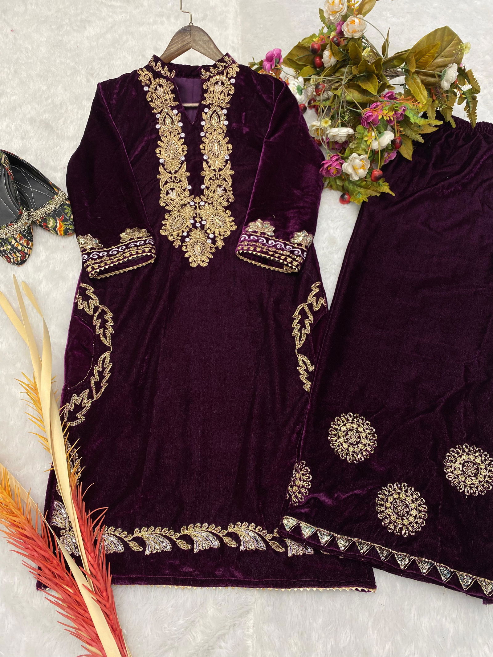 LG 1775 Designer Velvet Kurtis With Bottom Catalog